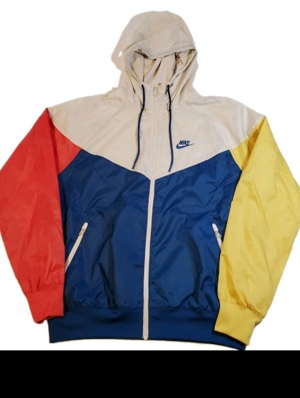 Nike Colorblock Hooded Windbreaker Jacket - Blue/Red/Yellow/Cream